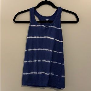 blue and white tank top